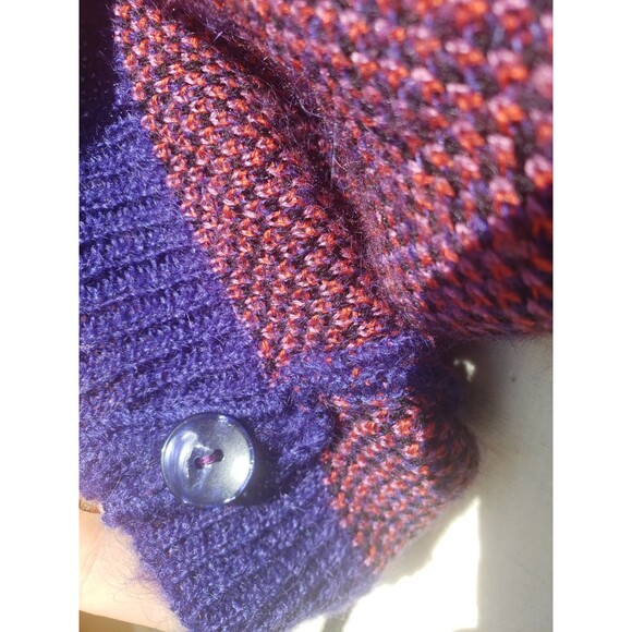Vintage 90s LizSport Purple Plaid Mohair Button Up Academia Sweater Vest Sz L - Picture 11 of 14